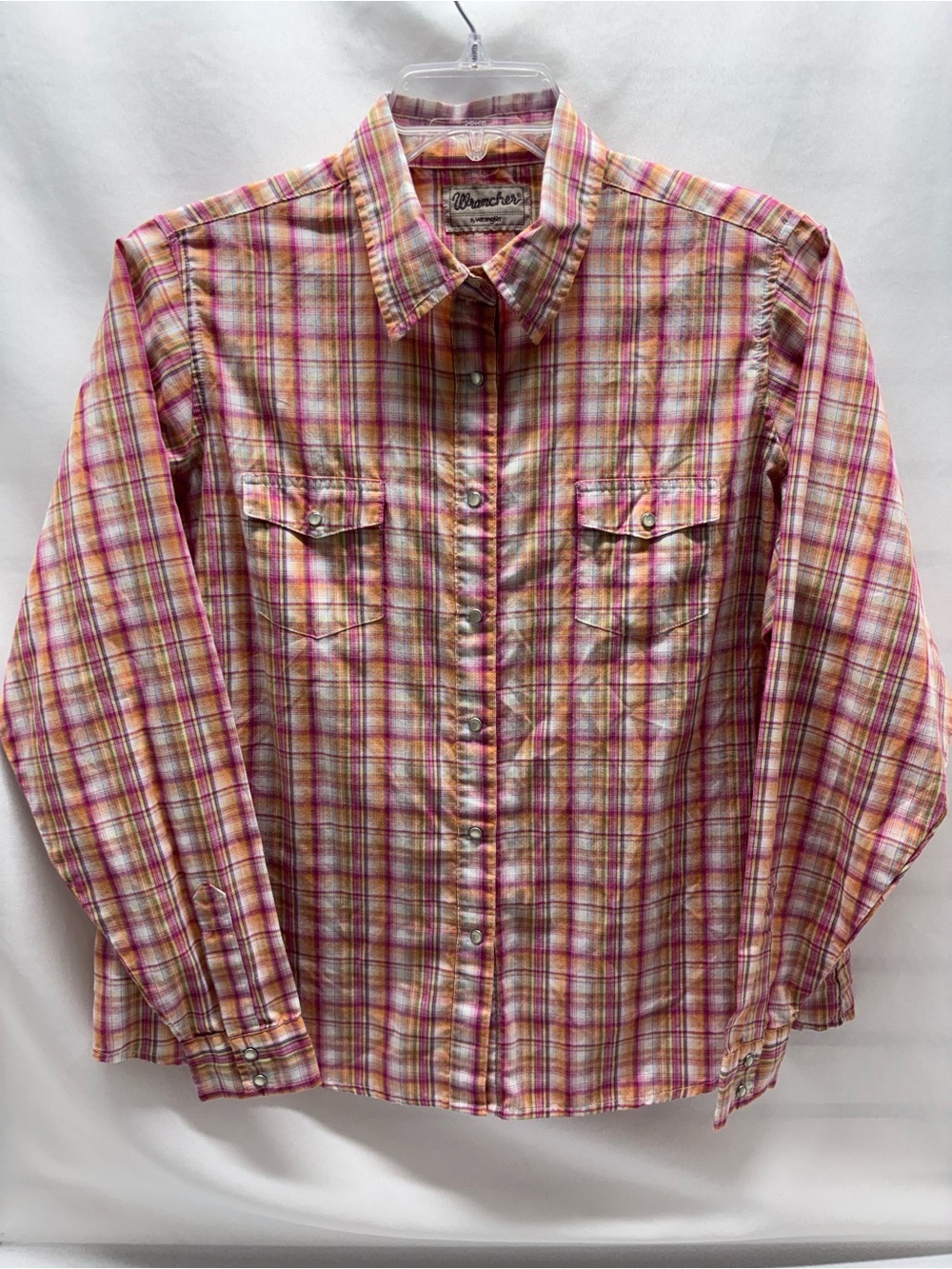 Wrangler Wrancher Shirt Womens XXL  Plaid Western Pearl Snap Long Sleeve
